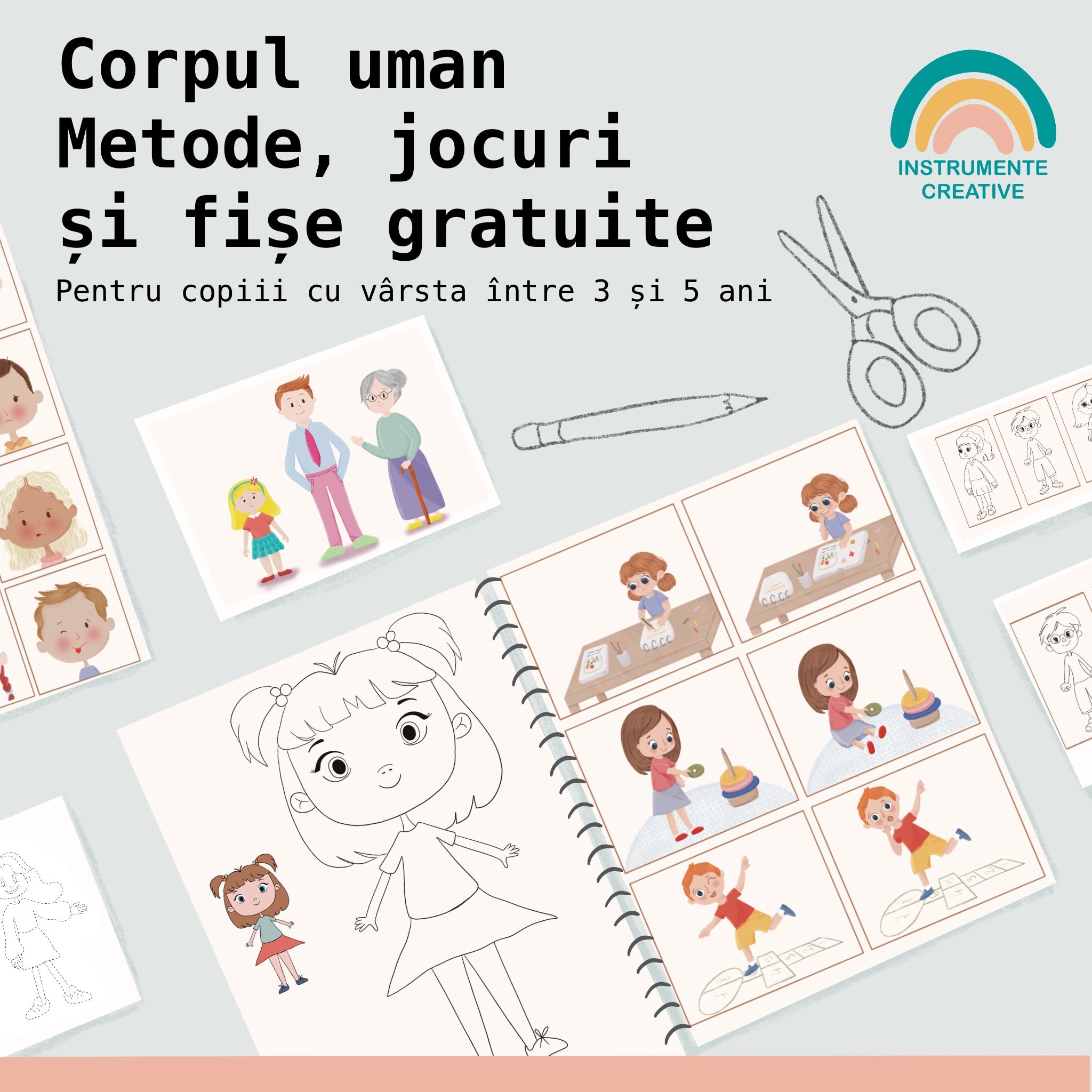 Activitati, fise si jocuri pentru copii pentru a invata corpul uman - schema corporala.